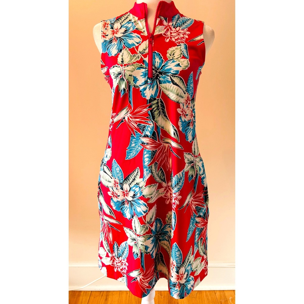 NWOT Tommy Bahama‎ Golf Women Sleeveless Tropical Floral Print Zipper Dress XS S